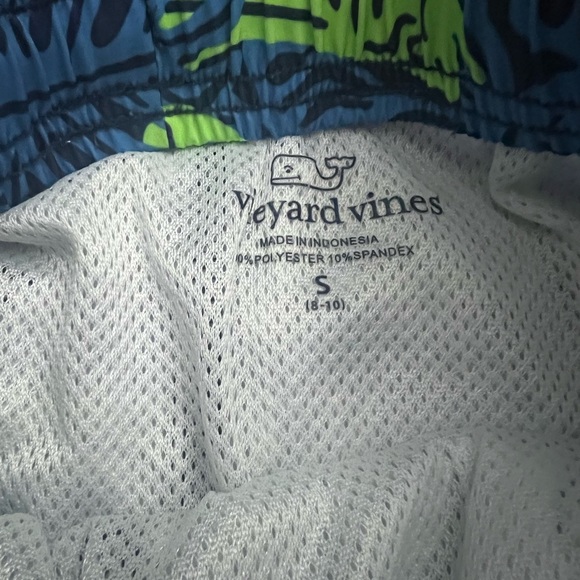 Vineyard Vines Fish Print Swim Shorts Blue and Green Size Small 8-10 - Picture 4 of 5